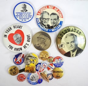 POLITACAL BUTTON LOT - GOLDWATER & MORE