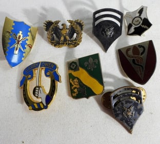 (5) ENAMEL MILITARY PINS & EAGLE PINS