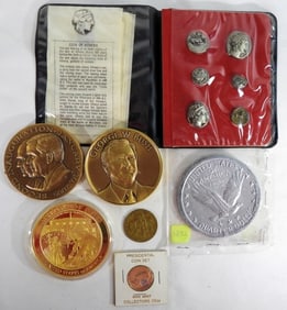 (2) INAUGURATION MEDALLIONS & COINS
