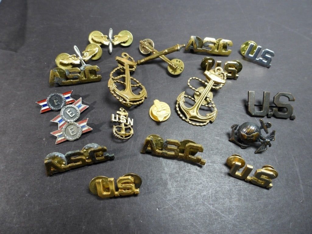 ENLISTED, ANCHORS & USMC PINS: A.S.C. & MORE