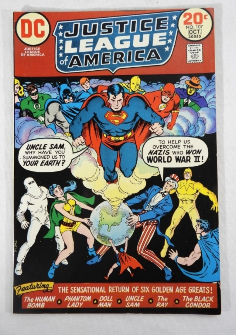 1973 JUSTICE LEAGUE of AMERICA #107 DC: 1st TEAM APP of FREEDOM FIGHTERS - XF/NM