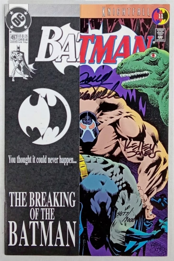 1993 THE BREAKING OF BATMAN #11: MINT SIGNED BY KELLEY JONES, JIM APPRO, DICK GIORANO, MOENCH
