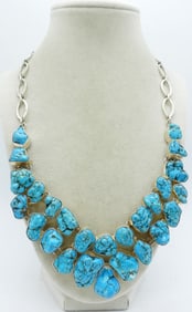 TURQUOISE STERLING V-SHAPE NECKLACE
