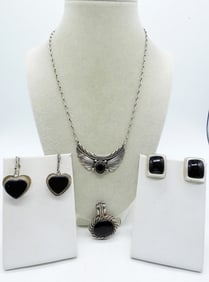 VTG 925 TAXCO EARRINGS & OTHER ONYX