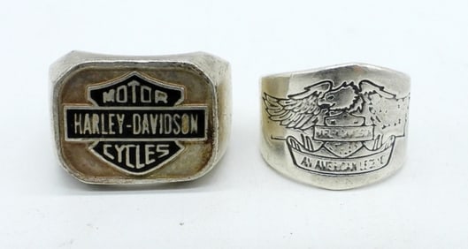(2) STERLING HARLEY DAVIDSON RINGS