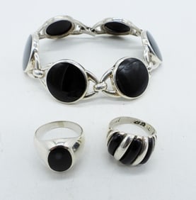 STERLING BLACK ONYX SET