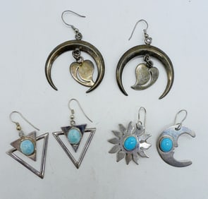 (3) VTG 925 EARRINGS - TURQ & LARIMAR
