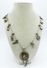 VINTAGE SILVER CHARM NECKLACE
