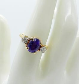 14KYG DIAMOND AMETHYST RING