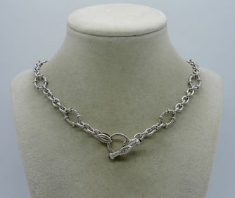 STERLING CZ TOGGLE CLASP NECKLACE