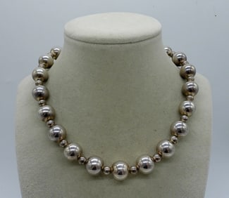 STERLING BALL BEADED VINTAGE NECKLACE