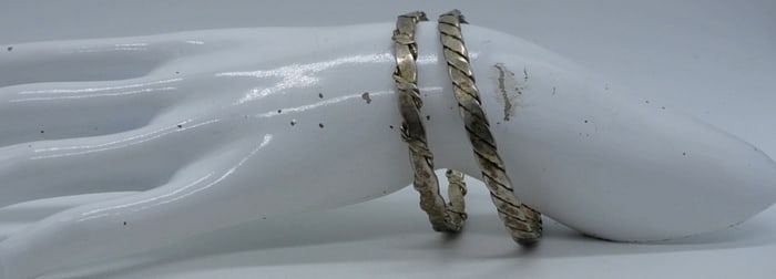 (2) STERLING MEXICO BANGLE BRACELETS