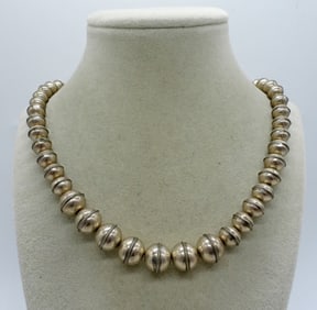 VINTAGE STERLING BEADED NECKLACE