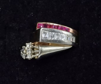 14K ROSE GOLD DIAMOND RUBY RING