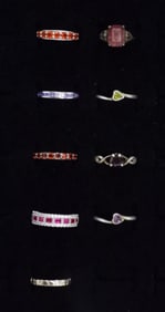 (9) STERLING GEMSTONE FASHION RINGS