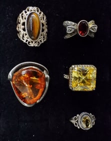 AMBER, CITRON, GARNET & MORE 925 RINGS