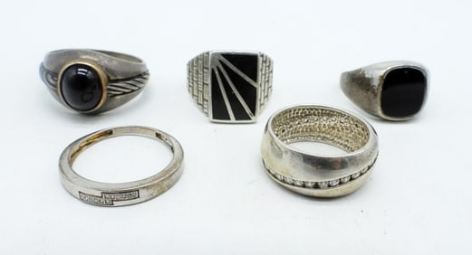 BLACK ONYX, DIAMOND, CZ MEN'S 925 RINGS