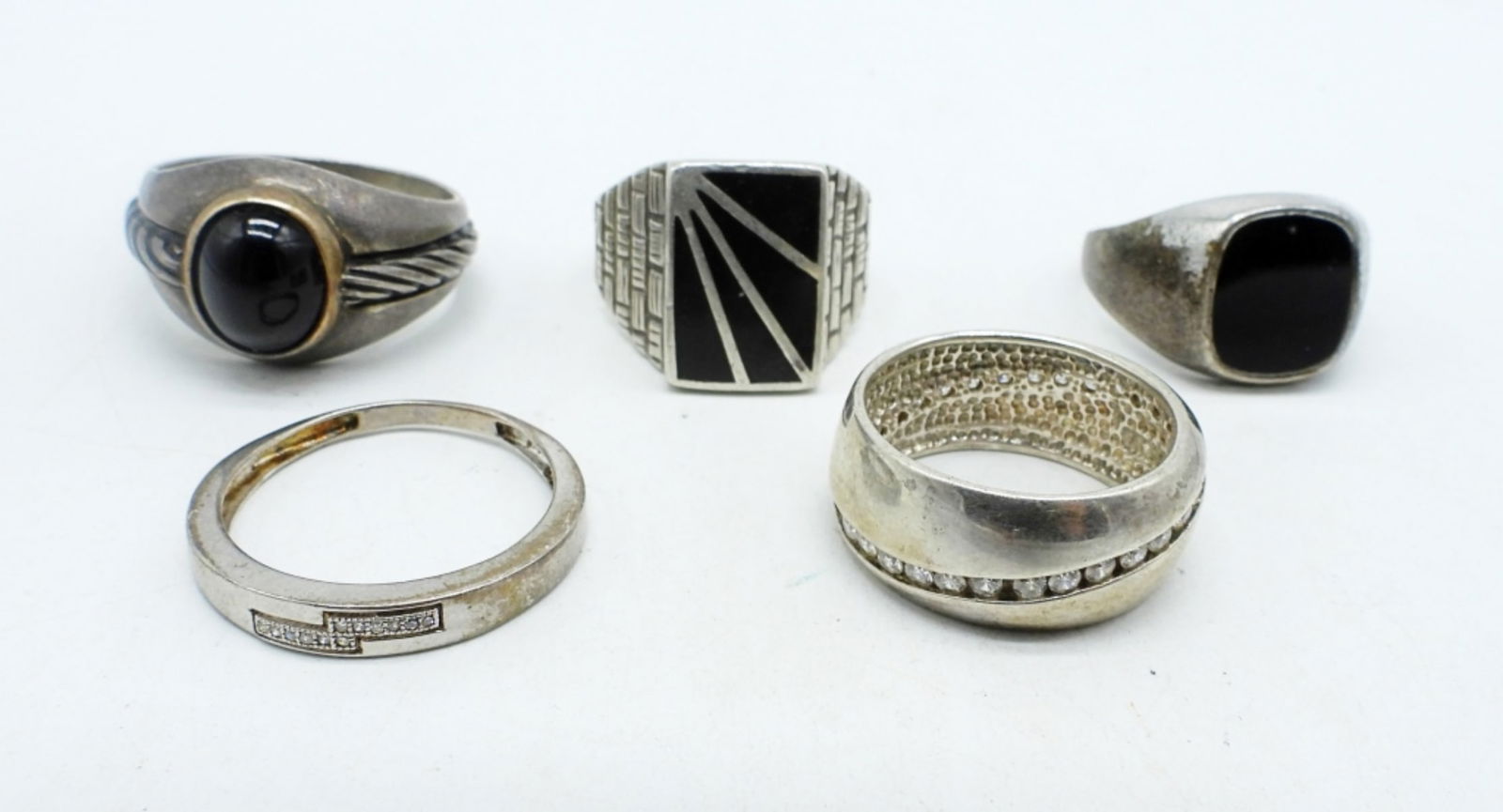 BLACK ONYX, DIAMOND, CZ MEN'S 925 RINGS (1 of 4)