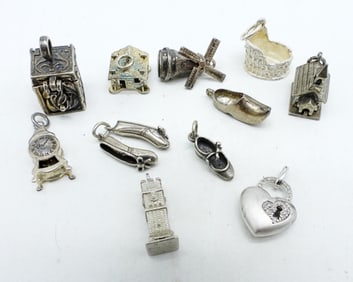 (11) VINTAGE STERLING CHARMS