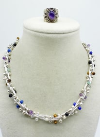 BEAUTIFUL 925 NECKLACE / AMETHYST RING