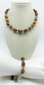STERLING TIGERS EYE NECKLACE BRACELET