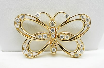 14KYG DIAMOND BUTTERFLY PIN