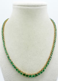 EDCO 925 EMERALD CZ TENNIS NECKLACE