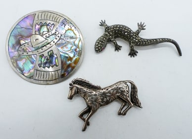 TAXCO 925 ABALONE BROOCH & OTHERS