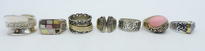 (7) STERLING FASHION RINGS / BANDS