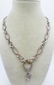 BARBARA BIXBY 925/18K SCROLL NECKLACE