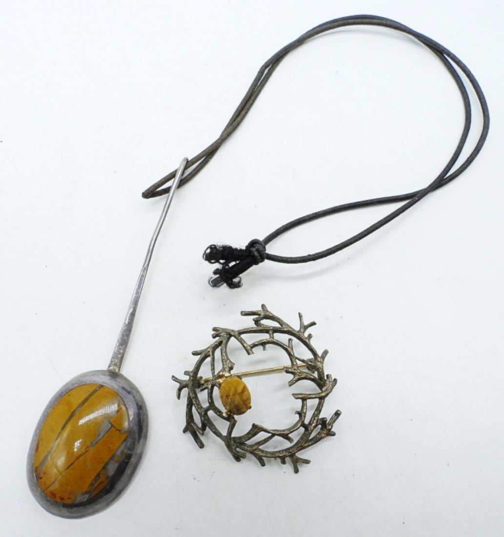 MEXICO 925 PENDANT & PIN, TIGERS EYE (1 of 3)