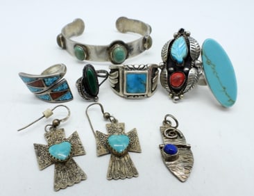 STERLING TURQUOISE RINGS, BRACELET +