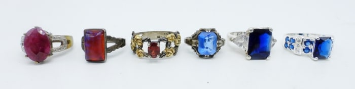 RUBY, GARNET + STERLING FASHION RINGS