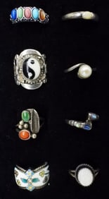 (8) VTG STERLING FASHION RINGS