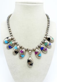 VTG MEXICO CII 925 INLAY NECKLACE