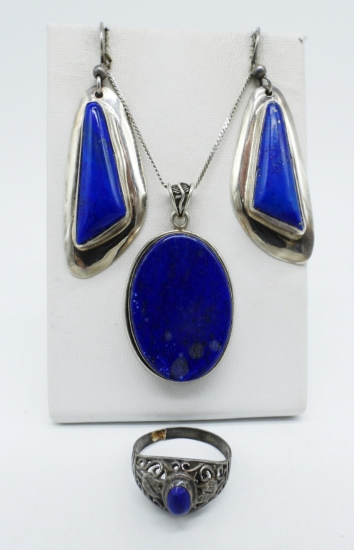 VTG STERLING LAPIS LAZULI SET (1 of 4)