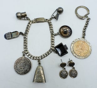MEXICO 925 CHARM BRACELET, EARRINGS +