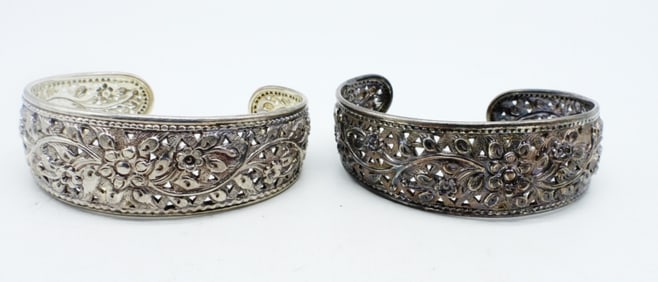 (2) STERLING CUFF BRACELETS