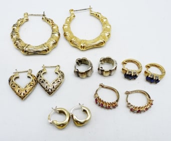 (6) PAIR OF STERLING GOLD TONE EARRINGS