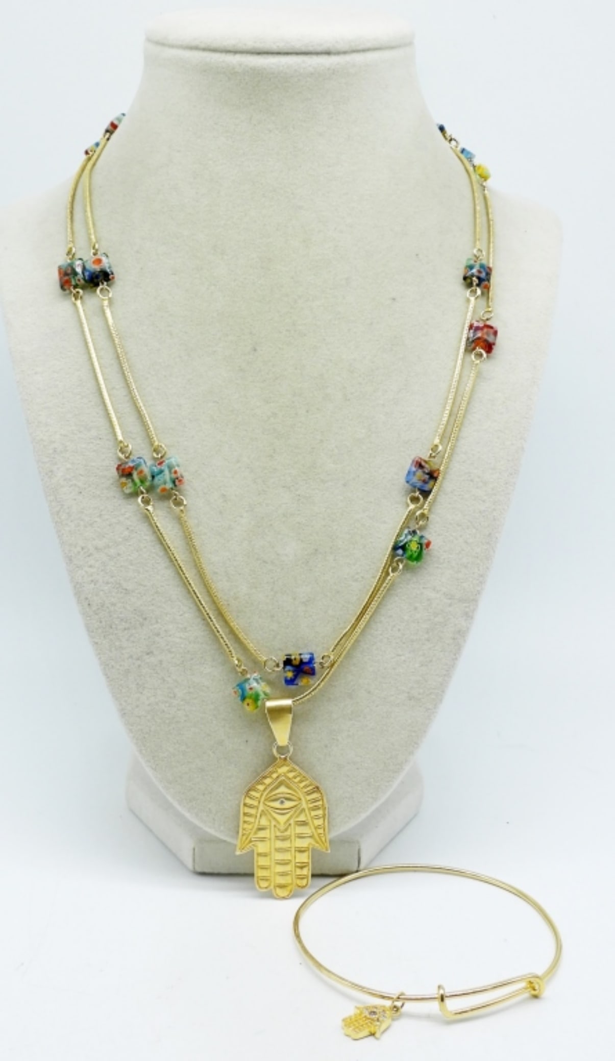 GOLD TONE 925 HAMSA NECKLACE / BRACELET (1 of 5)