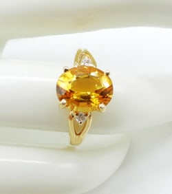 CITRINE 14KYG DIAMOND RING