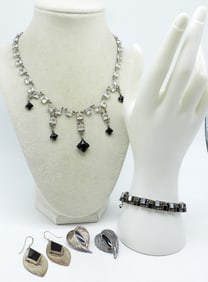 BLACK ONYX, MOP VTG STERLING LOT