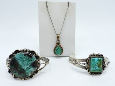 TURQUOISE VTG STERLING BRACELETS +