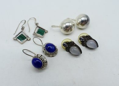 (4) PAIR STERLING PIERCED EARRINGS