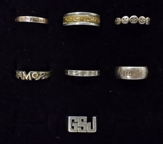 (7) VTG STERLING BAND RINGS