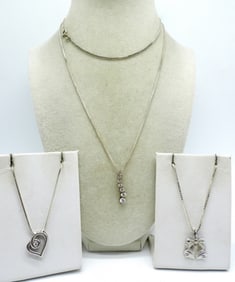 (3) 925 VINTAGE NECKLACES - LONG CHAINS