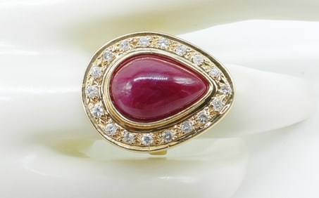 14KYG RUBY DIAMOND TEARDROP RING
