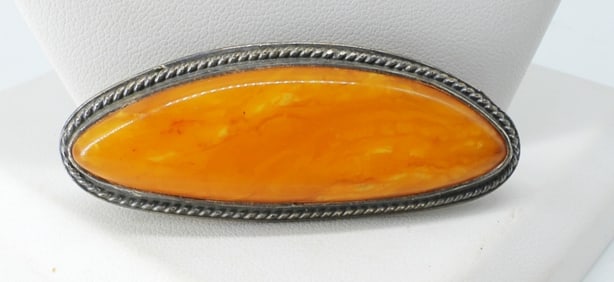 BUTTERSCOTCH AMBER 925 BROOCH