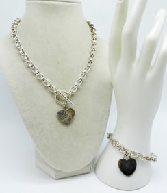 MATCHING 925 HEART NECKLACE SET
