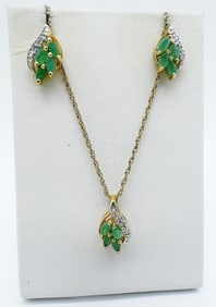 EMERALD GOLD TONE 925 SET